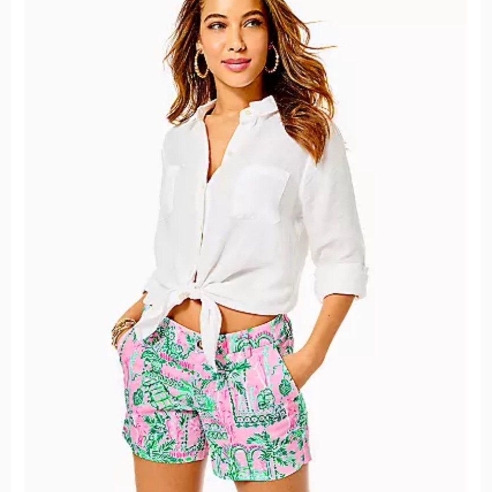 Lilly Pulitzer 5" Callahan Stretch Short Pink and Green Patterned